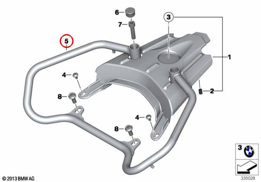 Asidero trasero OEM 46547699874 para BMW Motorrad F 700 GS, F 650 GS, F 800 GS, F 800 GS Adventure. Original BMW Motorrad.