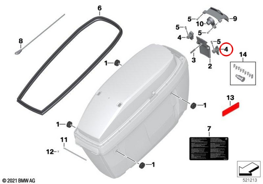 Juego de apriete axial para maletín OEM 46547710444 para motos BMW CE 04, F 750 GS, F 800 GS, F 850 GS, F 900 GS, R 1200 RT, R 1250 RT… y más. Original BMW Motorrad