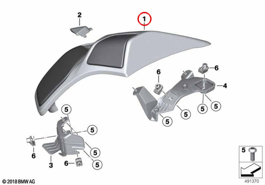 Pannello protettivo altoparlante posteriore destro BLACKSTORM OEM 46548358698 per moto BMW K 1600 Bagger K61… e altro. Originale BMW Motorrad.