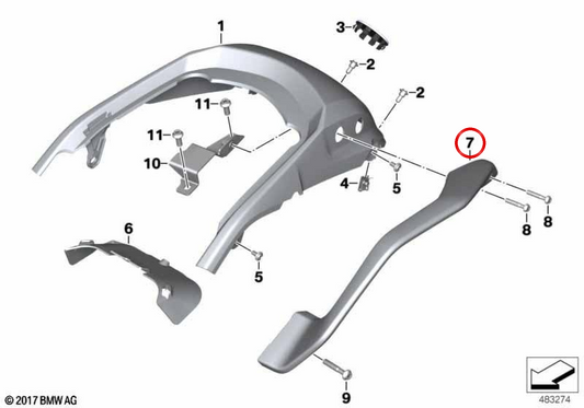 Linker Griff OEM 46548393411 für BMW K 1600 Bagger Motorräder (K61, 0F51, A40 manuell). Original BMW Motorrad.