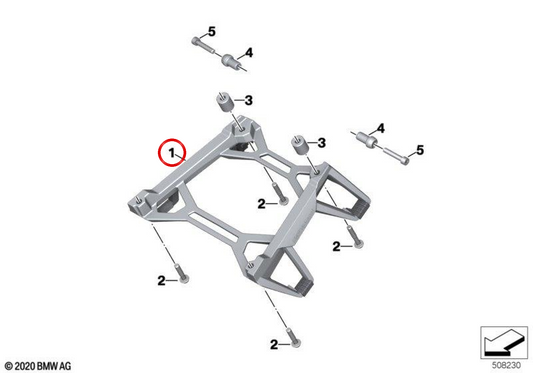 Supporto nero per borse morbide OEM 46548396547 per moto BMW F 900 R, F 900 R A2, F 900 R 25, F 900 R A2 25. Originale BMW Motorrad.