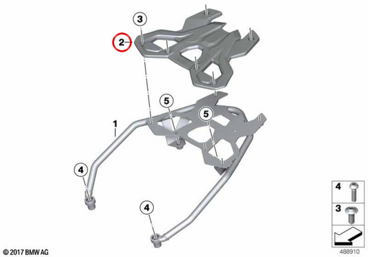 Hintere Brücken-Topcase-Unterstützung OEM 46548404577 für BMW Motorräder F750GS, F800GS, F850GS, F900GS... und mehr. Original BMW Motorrad.