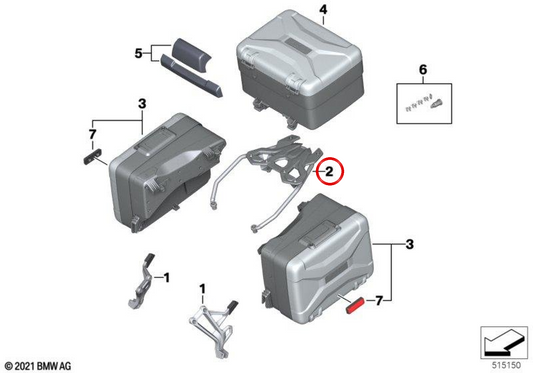 Portapacchi Vario per topcase OEM 46548404578 per moto BMW F 750 GS, F 800 GS, F 850 GS, F 900 GS... e altri. Originale BMW Motorrad.