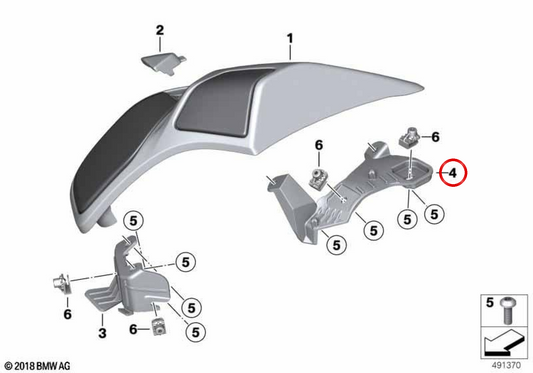 Support du panneau de protection supérieur droit OEM 46548522790 pour motos BMW K 1600 Bagger K61 (2017-2021, 2021-...) Original BMW Motorrad