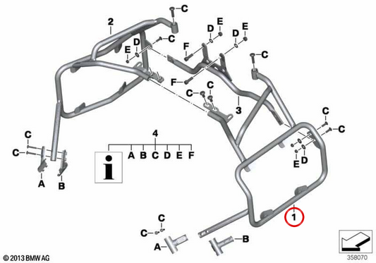 Portamaletas trasero izquierdo OEM 46548543921 para motos BMW F 650 GS, F 800 GS, F 800 GS Adventure… y más. Original BMW Motorrad.