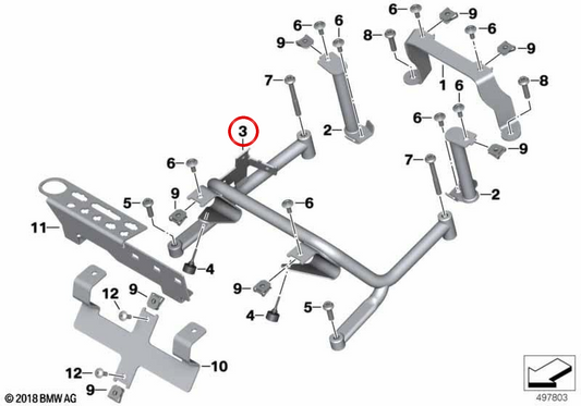 Support de boîtier radio avant OEM 46548548470 pour motos BMW R1200RT, R1250RT. BMW Motorrad d'origine.