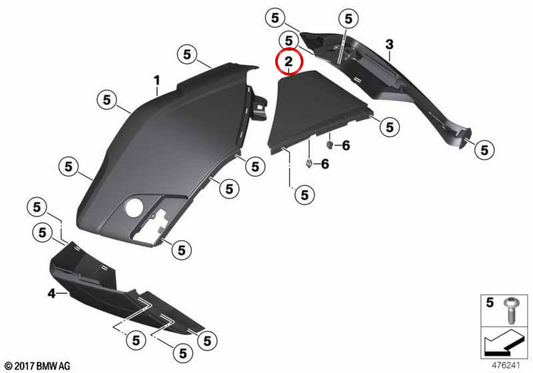 Panel-Schutzblech für rechten Kofferboden OEM 46548557718 für BMW Motorrad K 1600 Bagger (K61) 2017-2021, 2021-... Original BMW Motorrad