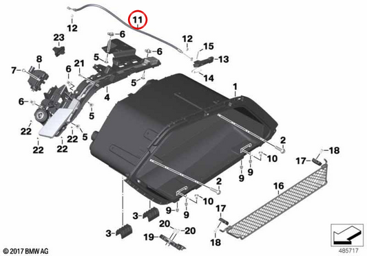 Cabo Bowden para mala inferior OEM 46548557965 para motocicletas BMW K 1600 Bagger K61 (2017-2025). Original BMW Motorrad.