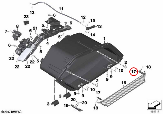 Gepäcknetz-Halter OEM 46548558732 für BMW K 1600 Bagger (K61) 2017-2025. Original BMW Motorrad.