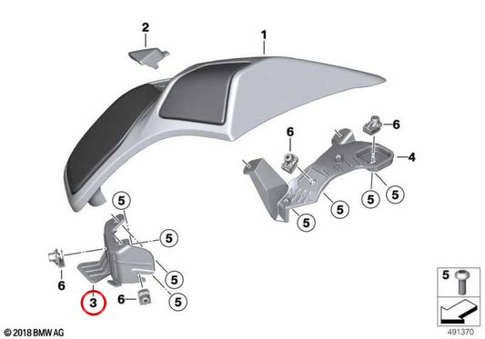 Supporto pannello protettivo inferiore sinistro OEM 46548561923 per moto BMW K 1600 Bagger K61 (2017-2025). Originale BMW Motorrad.