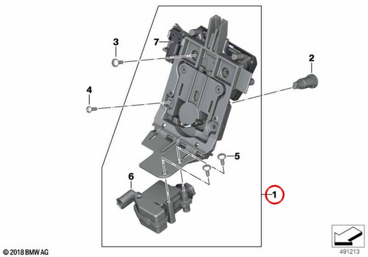 Enclavamiento de top-case OEM 46548562104 para motos BMW K 1600 Bagger K61 (2017-...). Original BMW Motorrad.