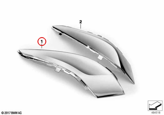 Tampa esquerda da mala cromada OEM 46548563681 para motos BMW K 1600 Bagger K61 (2017-2025). Original BMW Motorrad.