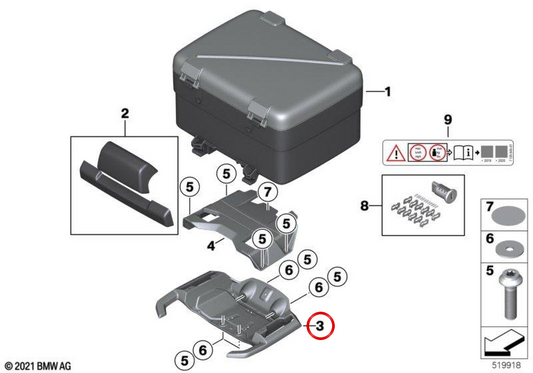 Portapacchi superiore nero OEM 46549445299 per moto BMW CE 04 (K07) Originale BMW Motorrad