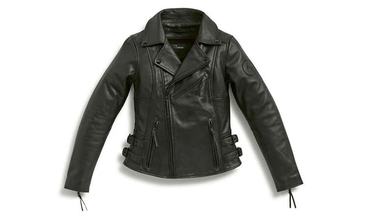 Chaqueta de cuero FlatTwin negra talla L OEM 76899445967 para mujer. Válido para BMW. Original BMW Motorrad.
