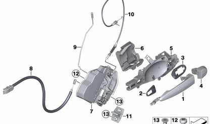 Cable Bowden para apertura interior de puerta OEM 51227205900 para BMW F25, F26. Original BMW.