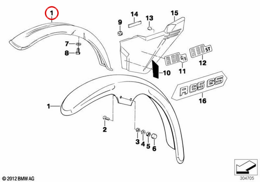 OEM anteriore 46611242638 per BMW R80, R100. BMW originale.