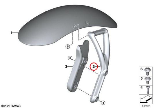 Soporte del guardabarros delantero derecho OEM 46611728866 para motos BMW R nineT, R nineT A2... y más. Original BMW Motorrad.