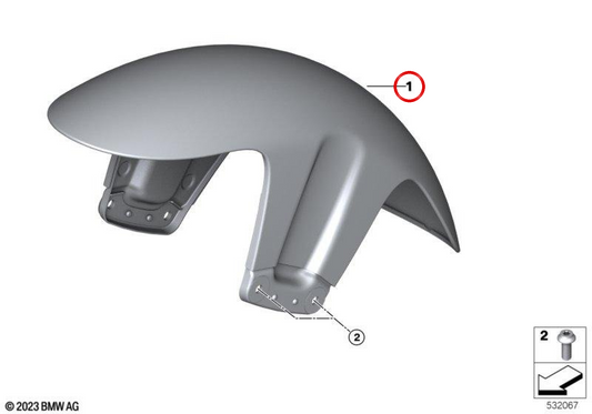 Copriruota anteriore OEM 46615A92BC8 per moto BMW R 18, R 18 Classic, R 18 Roctane. BMW Motorrad originale.