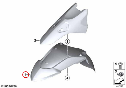Coprimozzo anteriore inferiore OEM 46617692549 per BMW Motorrad R K25 HP2 Enduro. BMW Motorrad originale.
