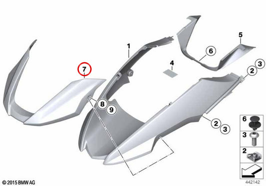 Front fender extension OEM 46617694390 for bmw R 1200 GS and R 1200 GS Adventure (K25) motorcycles. Original BMW Motorrad.