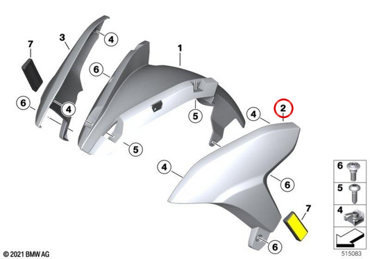 Guardalamas dianteiro esq. OEM 46617724959 para BMW Motorrad