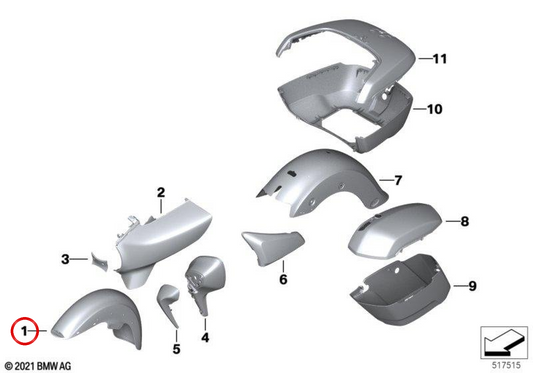 Front wheel cover OEM 46617914934 for BMW R 18 B, R 18 Transcontinental motorcycles. Original BMW Motorrad.