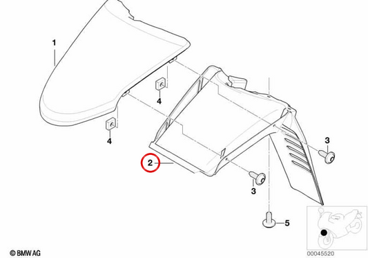 Guarda-lamas dianteiro inferior OEM 46618543041 para motos BMW F 650 GS, F 650 GS Dakar e G 650 GS. Original BMW Motorrad