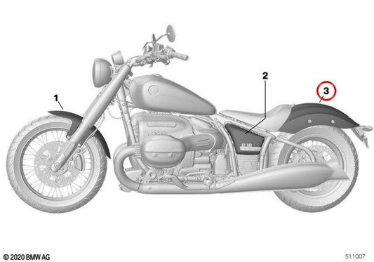 Cubierta de rueda trasera BLACKSTORM OEM 46621542518 para motos BMW R 18, R 18 Classic, R 18 Classic 25 Original BMW Motorrad