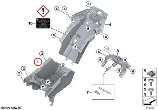 Supporto posteriore anteriore OEM 46621686598 per moto BMW M 1000 R, S 1000 R, M 1000 RR, S 1000 RR... e altri. Originale BMW Motorrad