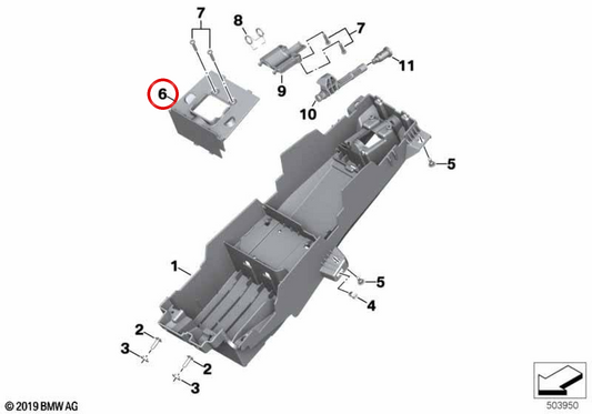 Support de selle avec connexion de charge USB OEM 46625A01132 pour motos BMW S 1000 XR K69, M 1000 XR KM9. Original BMW Motorrad.