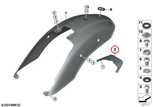 Support de garde-boue arrière OEM 46625A66159 pour motos BMW R 12, R nineT (KR3)... et plus. Original BMW Motorrad