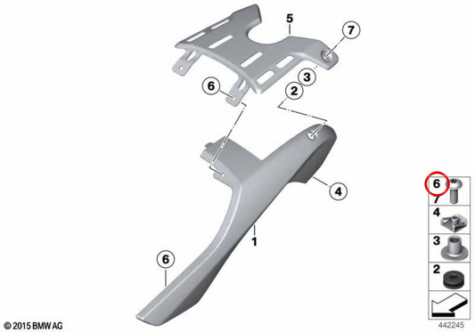 Vite piatta con blocco antitorsione OEM 46627692608 per moto BMW R1200GS, R nineT, F750GS, S1000R, C650 Sport... e altro ancora. BMW Motorrad originale.