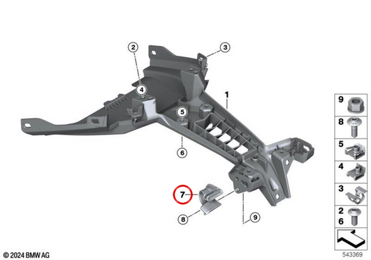 Supporto indicatore di direzione destro OEM 46628829065 per moto BMW F 900 R, F 900 XR, C 400 GT. BMW Motorrad originale.