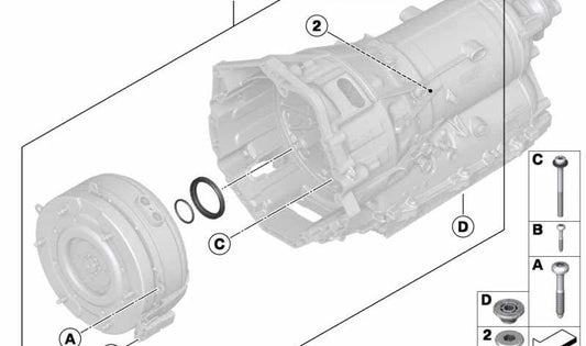 Juego de juntas campana de cambio OEM 24277631737 para BMW F30, F10, F01, F02. Original BMW.