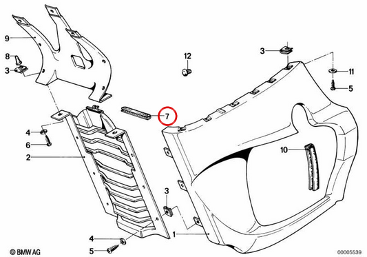 Keder de Carenado OEM 46631235506 per BMW K75, K100, K1100. BMW originale.