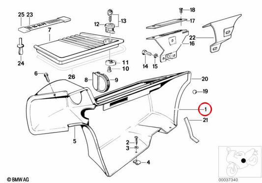 Seitentasche direito OEM 46631241490 para BMW R18. Originais BMW Motorrad.