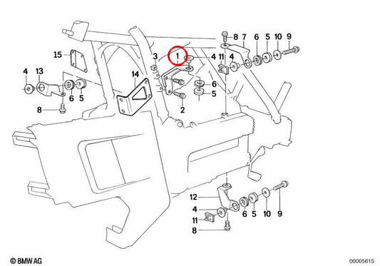 Support gauche OEM 46631450609 pour motos BMW K1, K100 RS, K75 RT... et plus. BMW Motorrad d'origine.