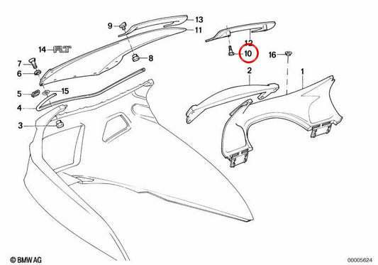 OEM-Schraube 46631453993 für Motorrad-Windschutzscheibe BMW K100 RT, K75 RT, K100 LT... und mehr. Original BMW Motorrad.