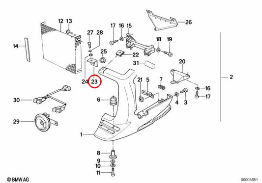 Front support OEM 46631456165 for BMW K75, K75 S, K75 RT motorcycles. Original BMW Motorrad.