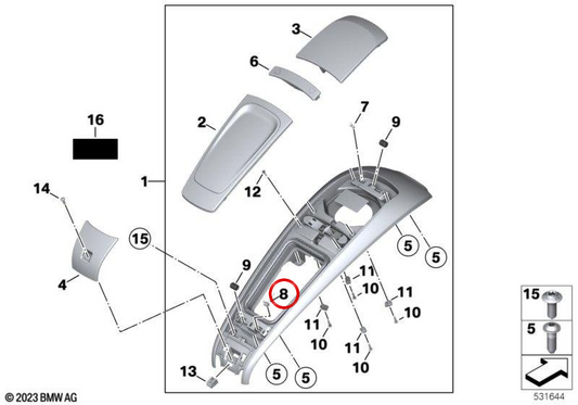 Molla con gambe OEM 46631541442 per moto BMW R 18 B, R 18 Transcontinental e R 1300 RT. Originale BMW Motorrad.