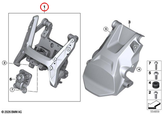 OEM 46631541500 Adjunto de para -brisa elétrico para motocicletas BMW R1300GS, aventura de R1300GS. BMW Motorrad original.