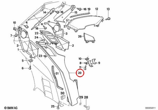 Rechte Abdeckung OEM 46632309168 für BMW K1, K100 RS, RT, LT Motorräder. Original BMW Motorrad.