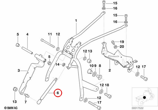 Molla a gas OEM 46632347075 per BMW Motorrad K 1200 LT, K 1200 RS. BMW Motorrad originale.