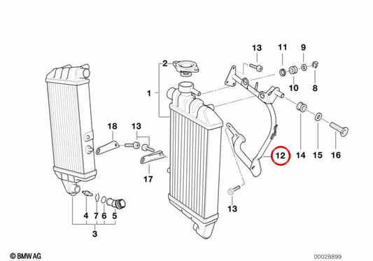 OEM-Kühlerhalterung 46632347151 für BMW K1200LT, K1200RS Motorräder. Original BMW Motorrad.