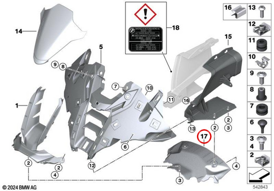 OEM front air channel cover 46635A7A236 for BMW S 1000 RR (K67) motorcycles. Original BMW Motorrad.