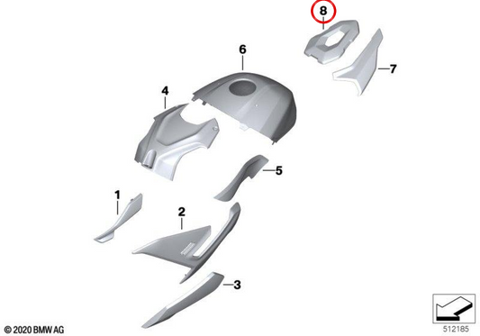 Cache bossage blanc OEM 46635B3DD73 pour motos BMW M 1000 R (KM93). BMW Motorrad d'origine.