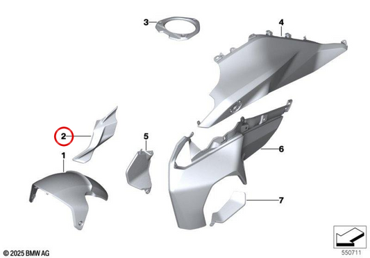 Copertura faro sinistro OEM 46635B50007 per moto BMW R 1300 R (K64) dal 04/2023. BMW Motorrad originale.