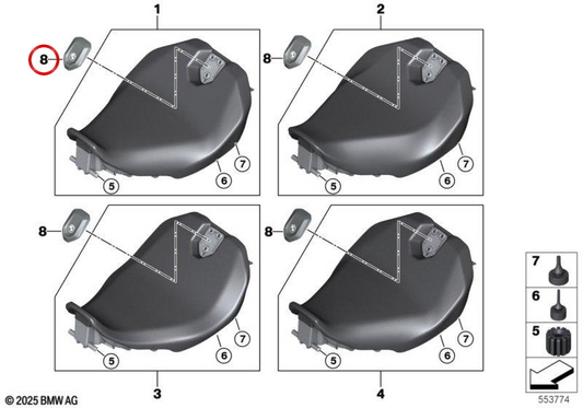 Encastro sedile conducente racingred uni OEM 46635B6BC97 per moto BMW R 1300 R, R 1300 RS. Originale BMW Motorrad.