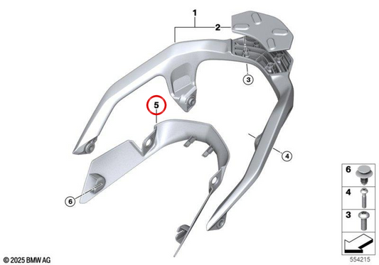 Cobertura do quadro traseiro OEM 46637106015 para motos BMW R 1300 GS (KA1, desde 06/2023). Original BMW Motorrad.