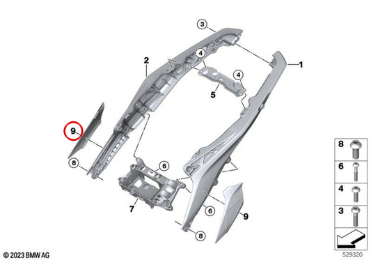 Chassisschutz hinten links OEM 46637106107 für BMW Motorrad R1300GS. Original BMW Motorrad.